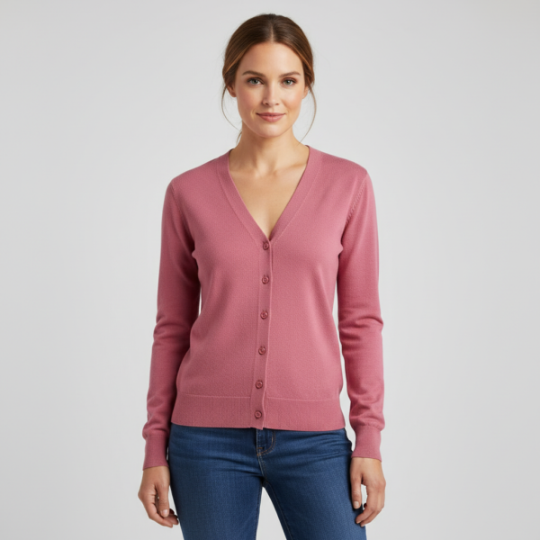 Women's Long Sleeve Button Down Vee Neck Classic Sweater Knit Cardigan